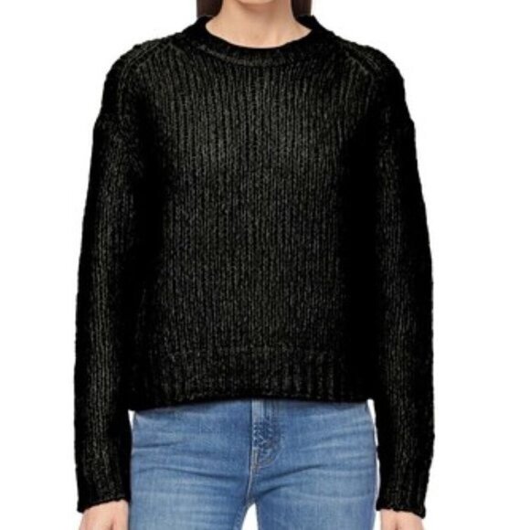 360 Cashmere Abbot Black Thick Knit Crew Neck Pullover Sweater Size S - Picture 2 of 12